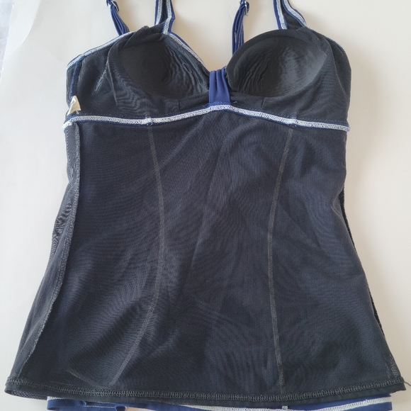 TEFRON Tankini Top Fully Lined Built-in Padded Bra Knot Detail Blue Sample sz M - Picture 9 of 16